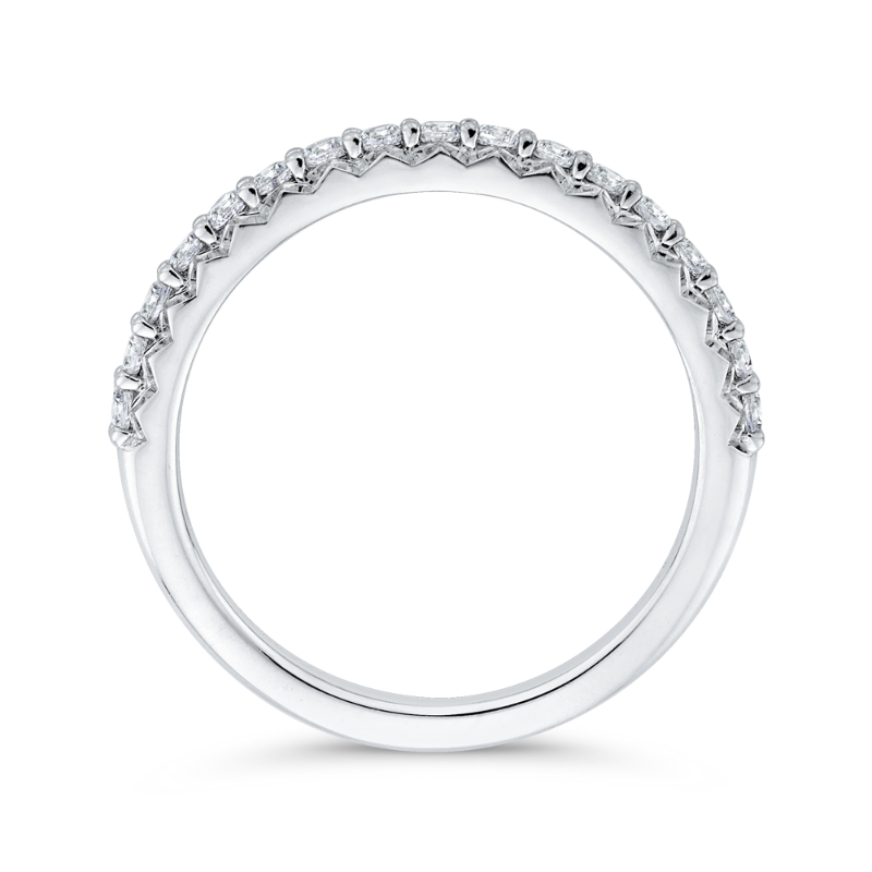 Round Diamond Half-Eternity Wedding Band in 14K White Gold