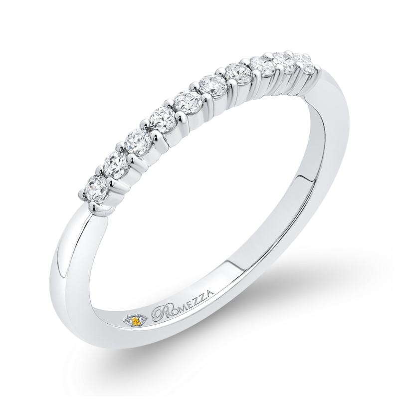Round Diamond Wedding Band in 14K White Gold
