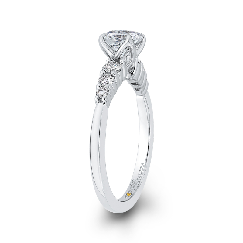 Diamond Floral Engagement Ring in 14K White Gold