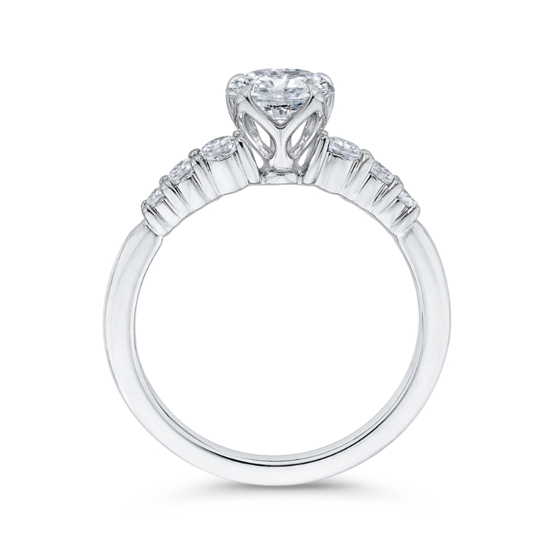 Diamond Floral Engagement Ring in 14K White Gold