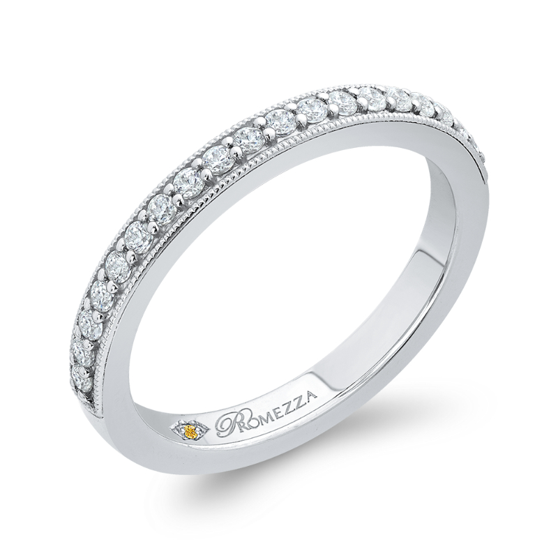 Round Diamond Half-Eternity Wedding Band in 14K White Gold