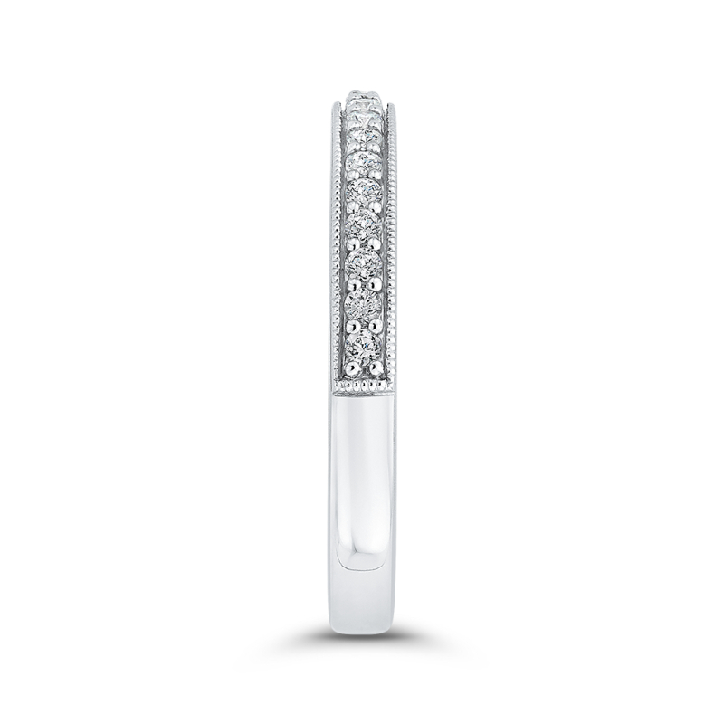 Round Diamond Half-Eternity Wedding Band in 14K White Gold