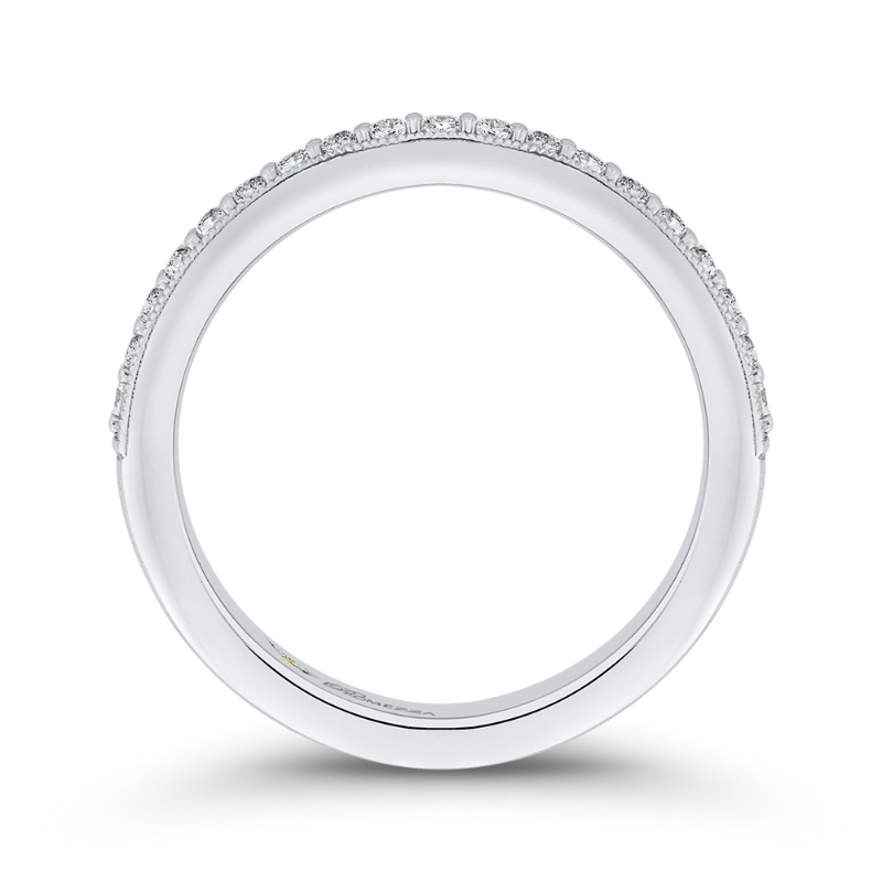 Round Diamond Half-Eternity Wedding Band in 14K White Gold