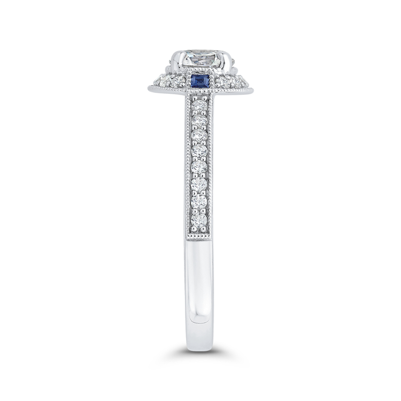 Round Diamond Halo Engagement Ring in 14K White Gold