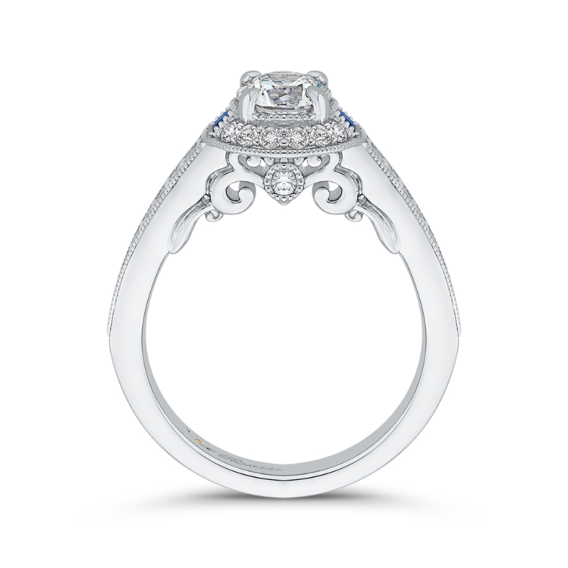 Round Diamond Halo Engagement Ring in 14K White Gold
