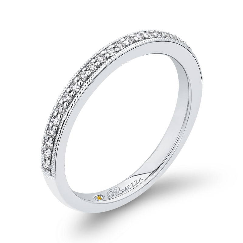 Round Diamond Half-Eternity Wedding Band in 14K White Gold