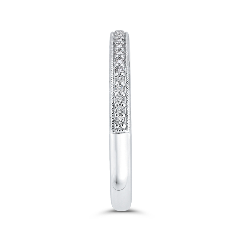 Round Diamond Half-Eternity Wedding Band in 14K White Gold