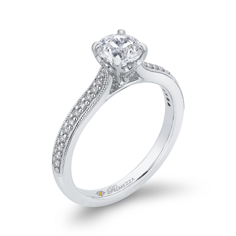 Round Diamond Engagement Ring in 14K White Gold