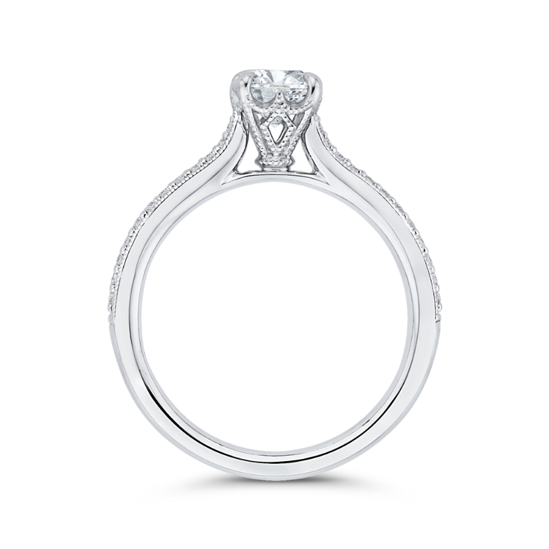 Round Diamond Engagement Ring in 14K White Gold