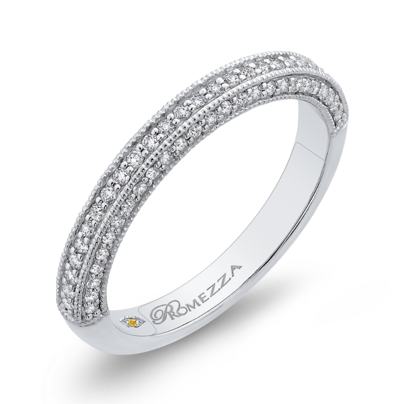Round Diamond Half-Eternity Wedding Band in 14K White Gold