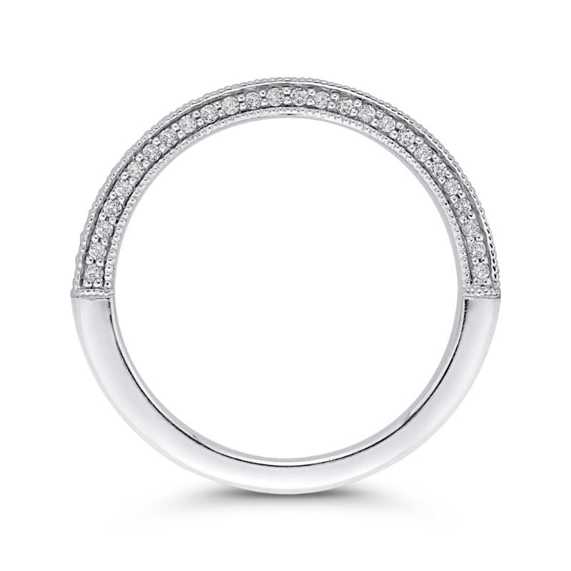 Round Diamond Half-Eternity Wedding Band in 14K White Gold