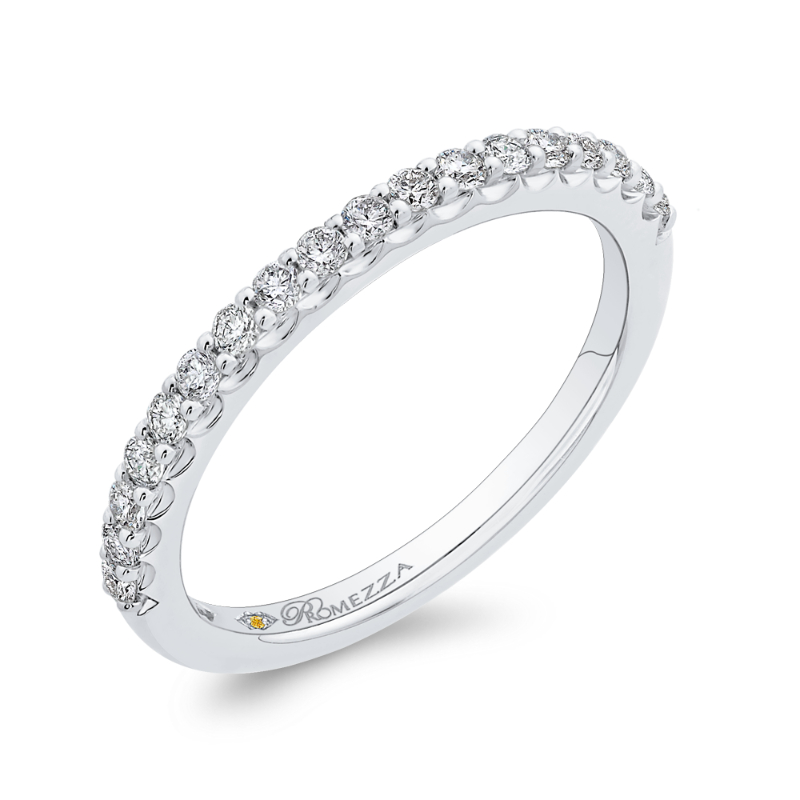 Round Diamond Half-Eternity Wedding Band in 14K White Gold
