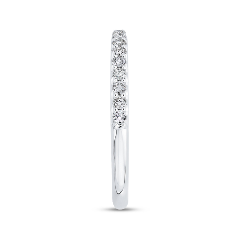 Round Diamond Half-Eternity Wedding Band in 14K White Gold