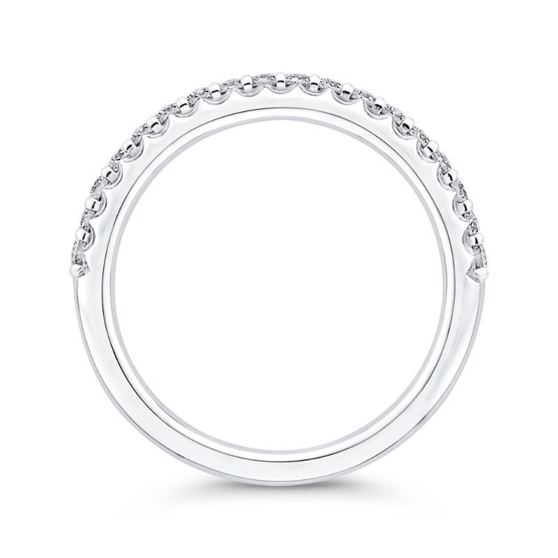 Round Diamond Half-Eternity Wedding Band in 14K White Gold
