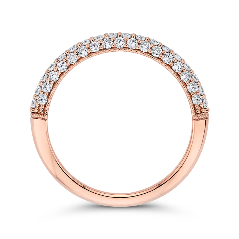 Round Diamond Half-Eternity Wedding Band in 14K Rose Gold
