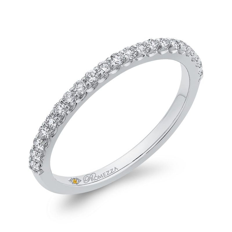 Round Diamond Half-Eternity Wedding Band in 14K White Gold