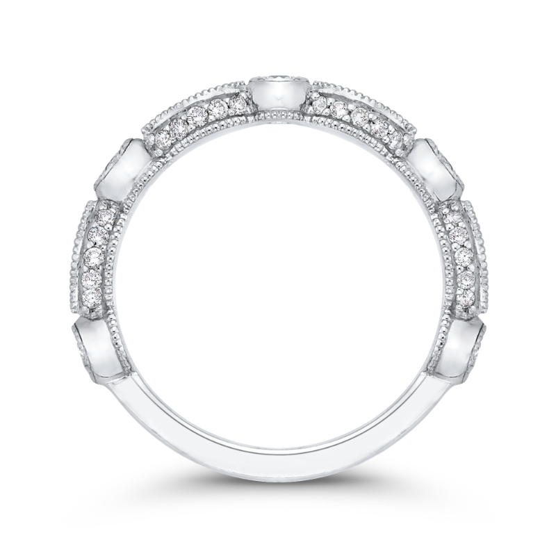 Round Diamond Wedding Band in 14K White Gold