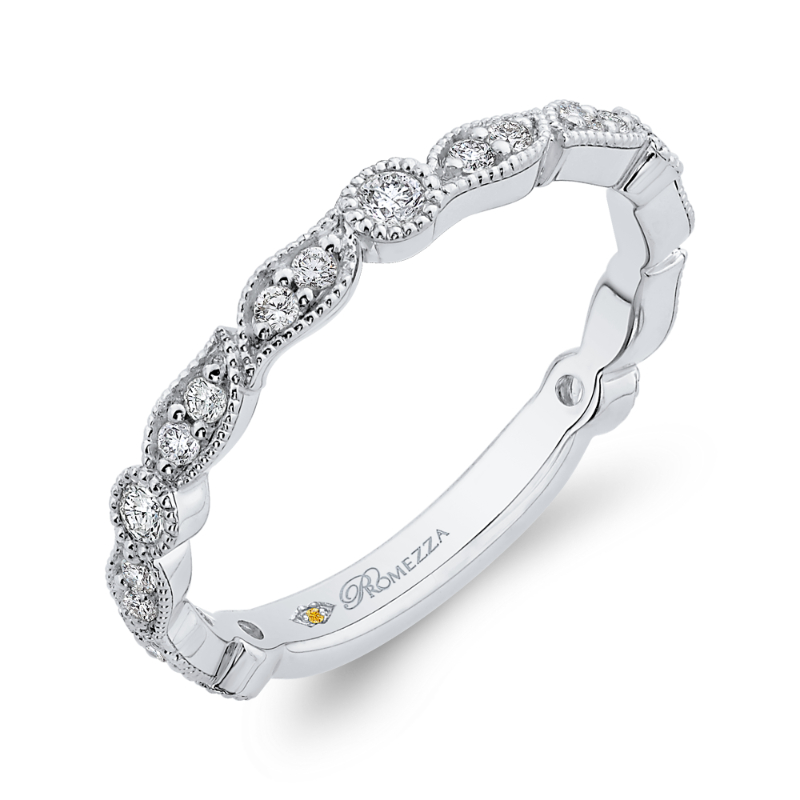 Round Diamond Wedding Band in 14K White Gold