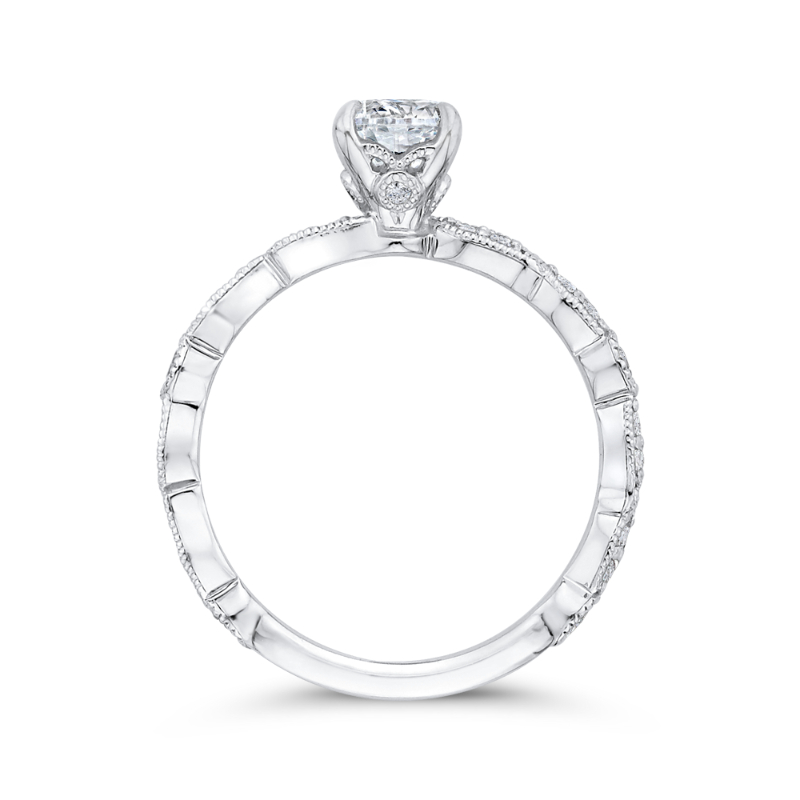 Round Diamond Engagement Ring in 14K White Gold