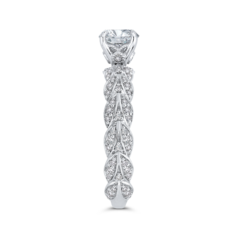 Diamond Floral Engagement Ring in 14K White Gold