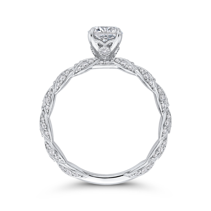 Diamond Floral Engagement Ring in 14K White Gold