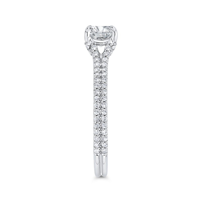 Split Shank Round Diamond Engagement Ring in 14K White Gold