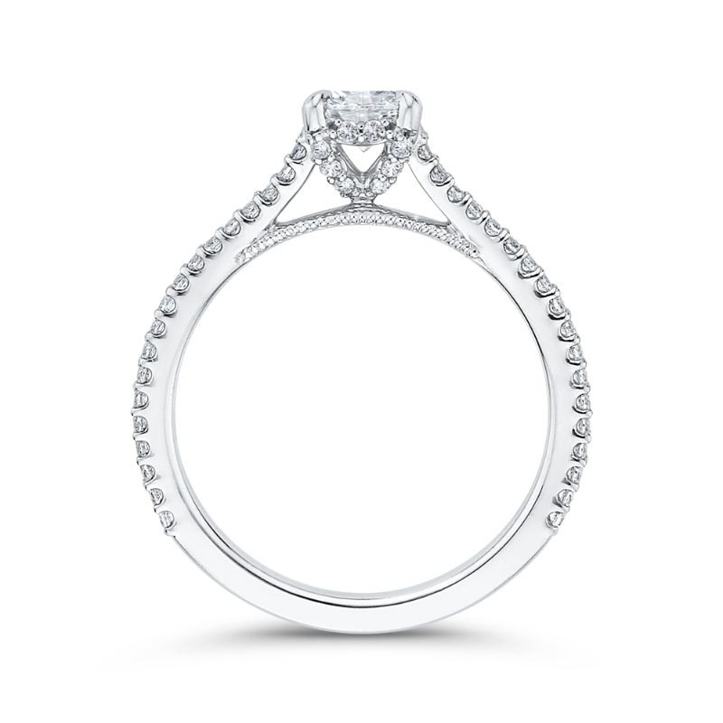 Split Shank Round Diamond Engagement Ring in 14K White Gold