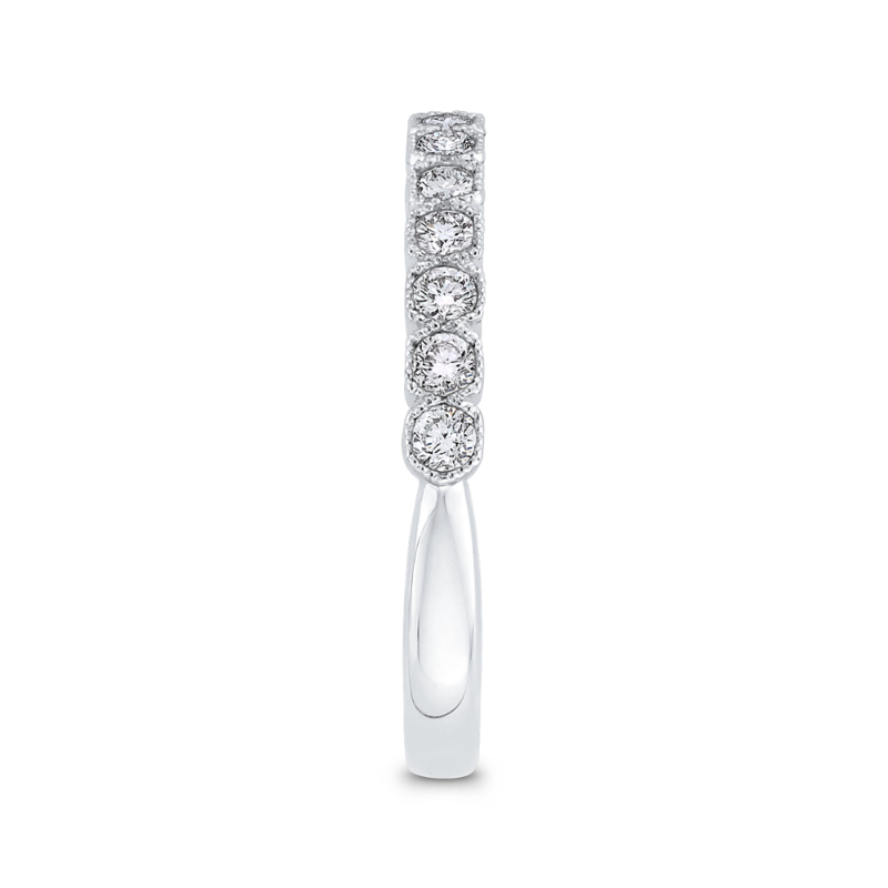 Round Diamond Half-Eternity Wedding Band in 14K White Gold