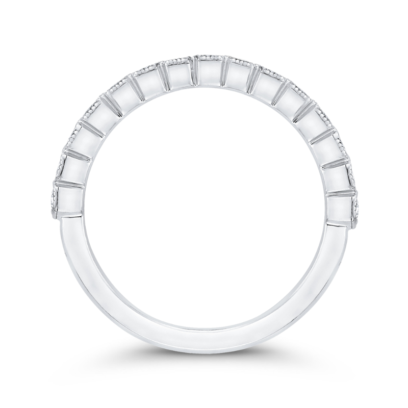 Round Diamond Half-Eternity Wedding Band in 14K White Gold