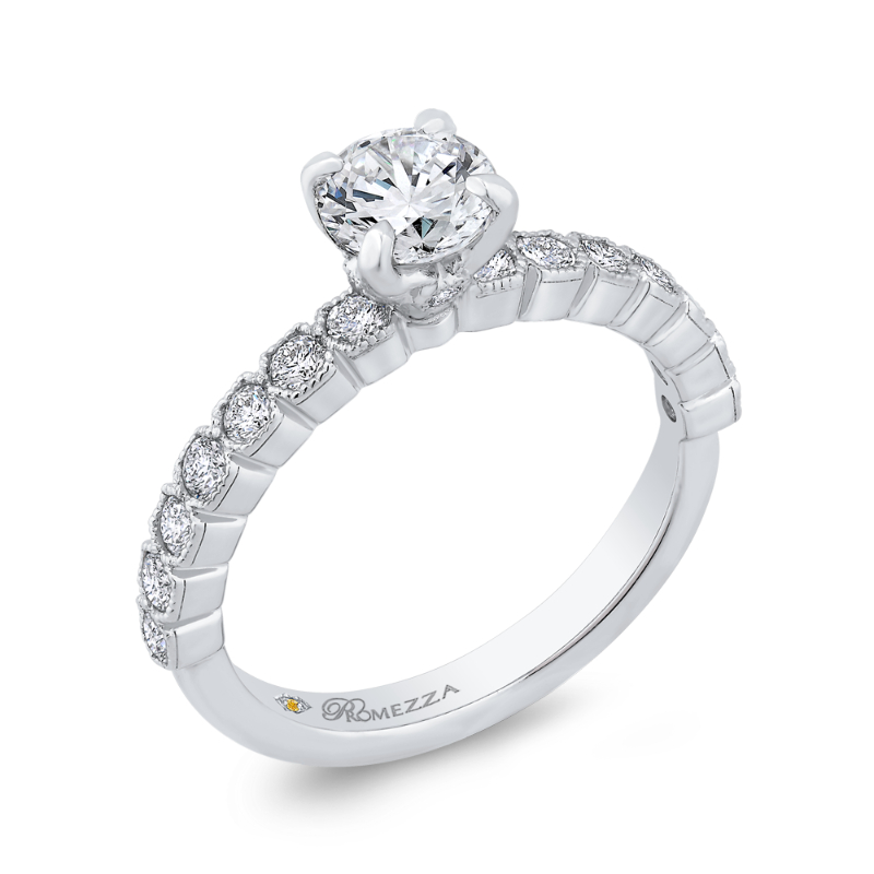 Round Diamond Engagement Ring in 14K White Gold