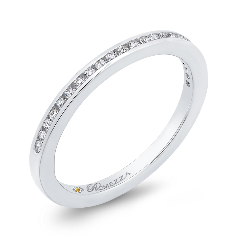 Round Diamond Half-Eternity Wedding Band in 14K White Gold