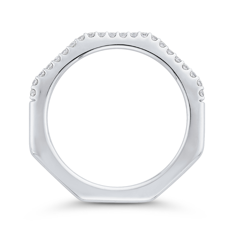 Round Diamond Half-Eternity Wedding Band in 14K White Gold