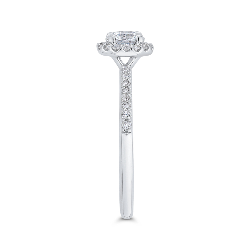 Round Diamond Halo Engagement Ring in 14K White Gold