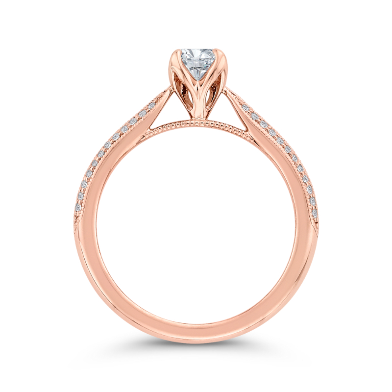 Floral Diamond Engagement Ring in 14K Rose Gold