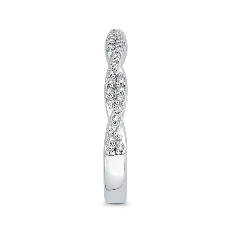 Round Diamond Criss-cross Wedding Band in 14K White Gold