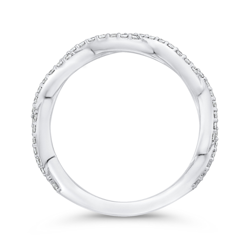 Round Diamond Criss-cross Wedding Band in 14K White Gold