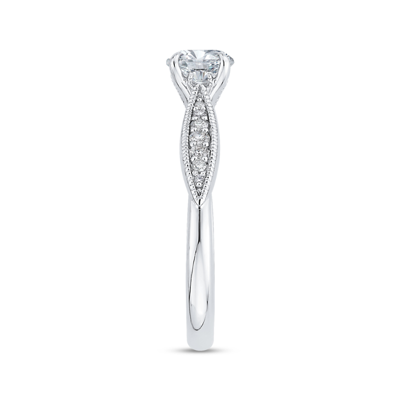 Round Diamond Engagement Ring in 14K White Gold