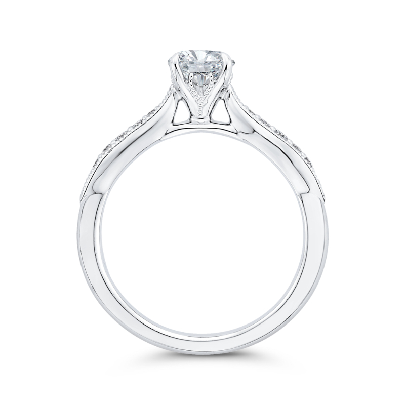 Round Diamond Engagement Ring in 14K White Gold