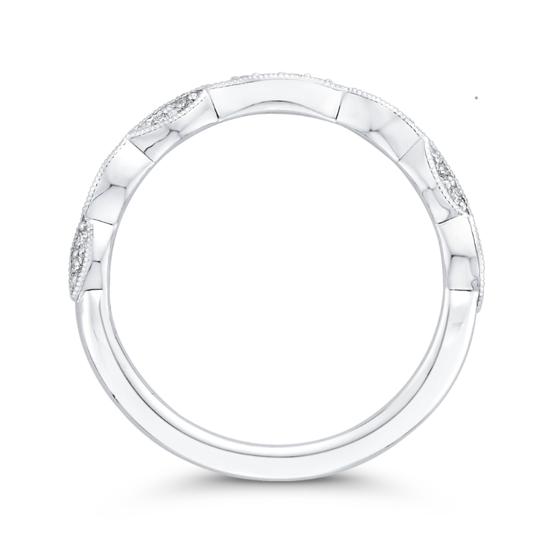 Round Half-Eternity Diamond Wedding Band in 14K White Gold