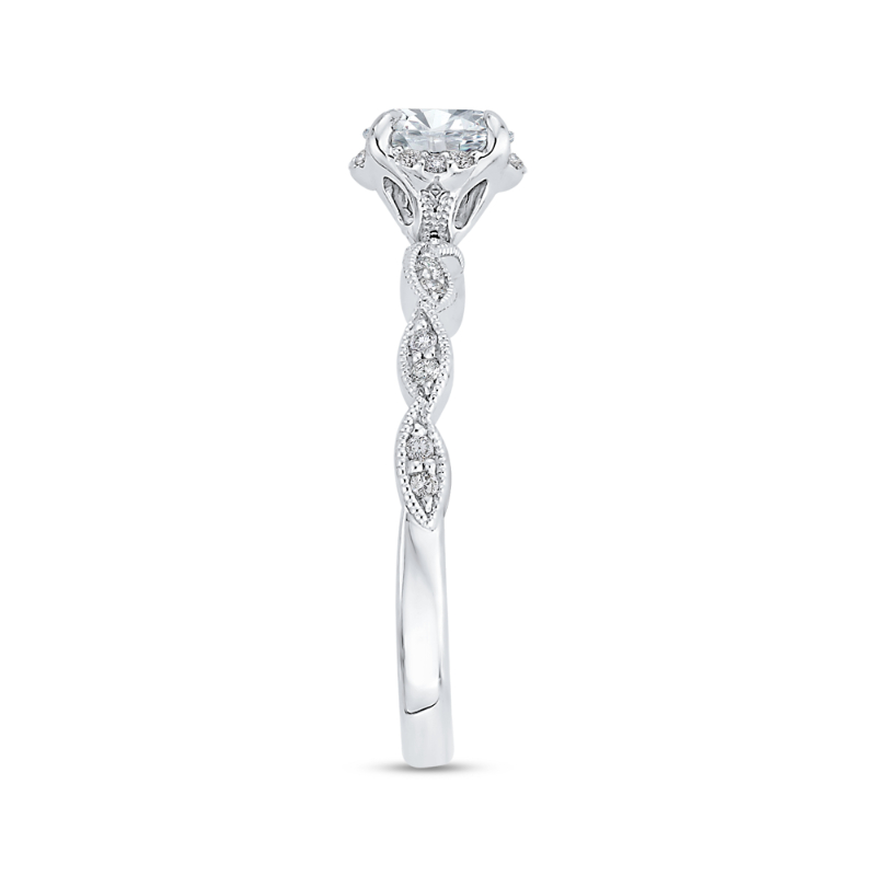 Floral Diamond Engagement Ring in 14K White Gold