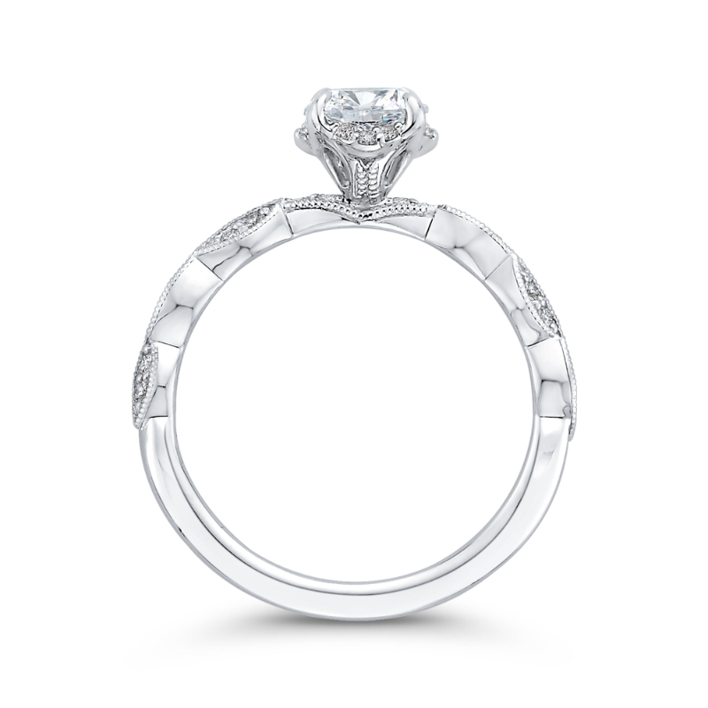 Floral Diamond Engagement Ring in 14K White Gold