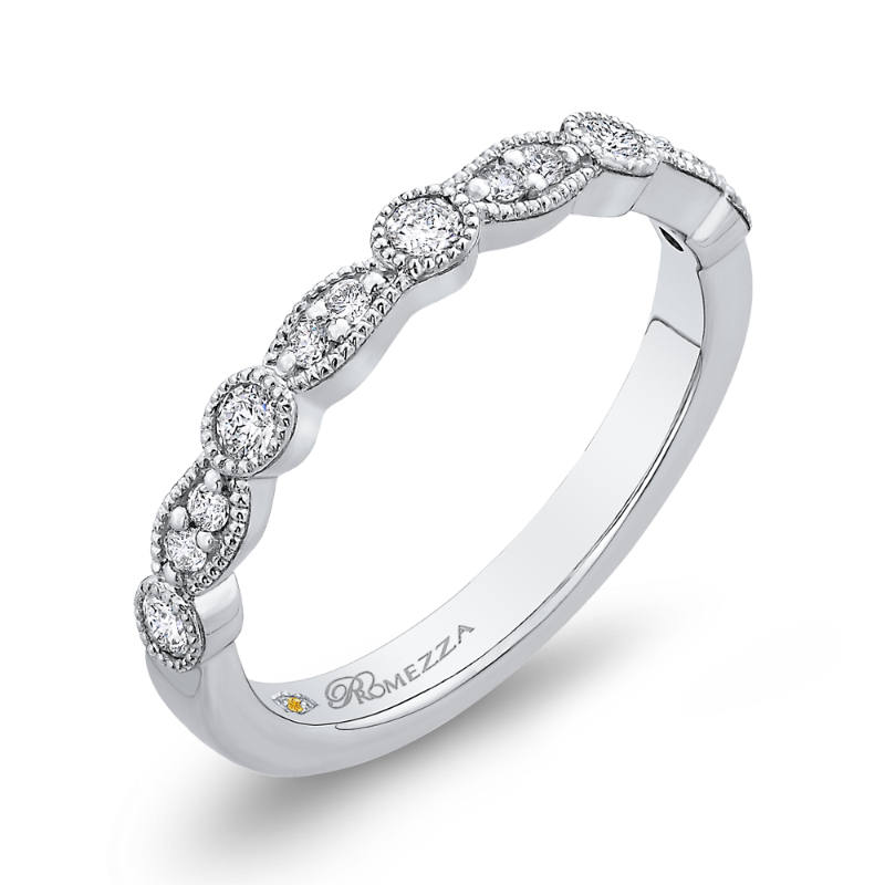 Round Half-Eternity Diamond Wedding Band in 14K White Gold
