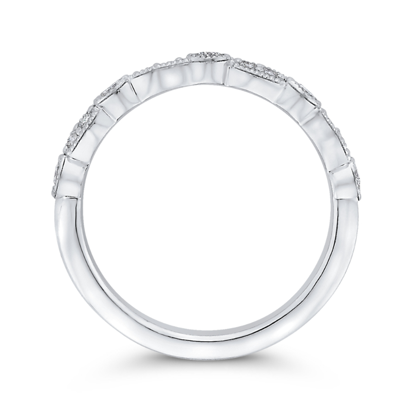 Round Half-Eternity Diamond Wedding Band in 14K White Gold