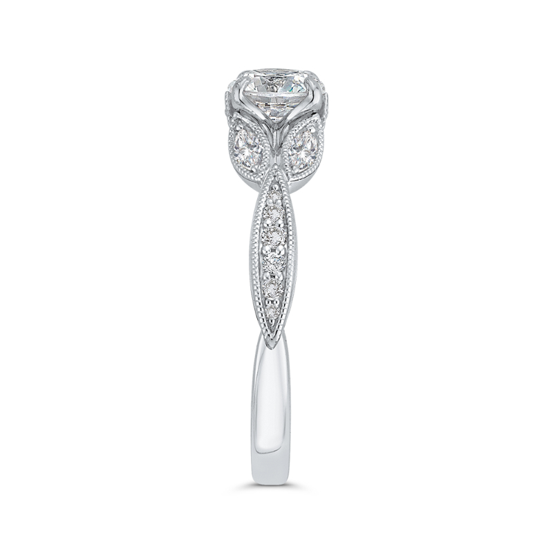 Floral Diamond Engagement Ring in 14K White Gold