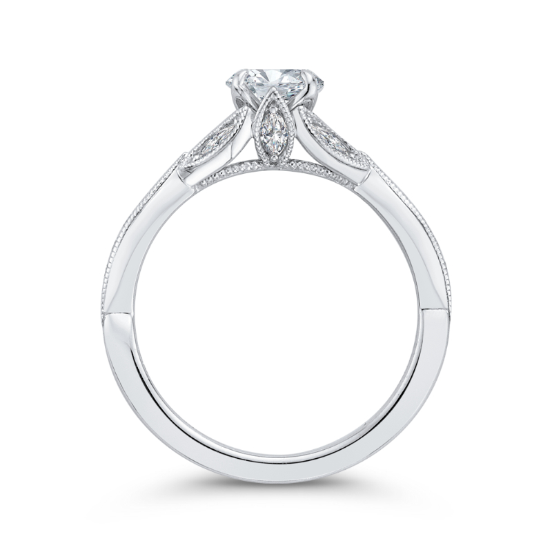Floral Diamond Engagement Ring in 14K White Gold