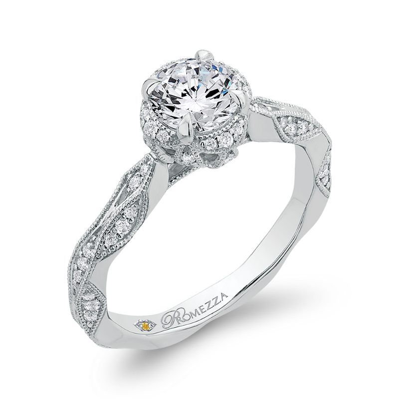 Round Diamond Engagement Ring in 14K White Gold