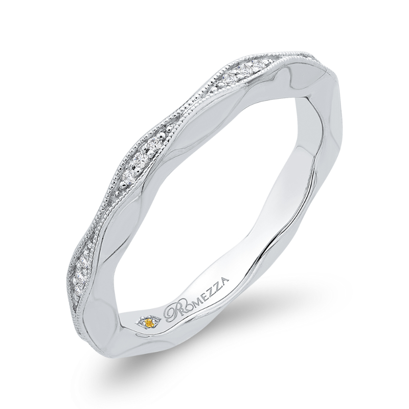 Round Diamond Wedding Band in 14K White Gold