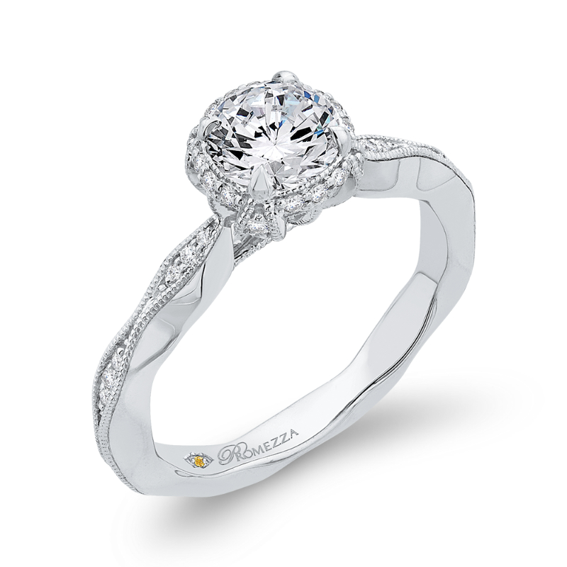 Round Diamond Engagement Ring in 14K White Gold