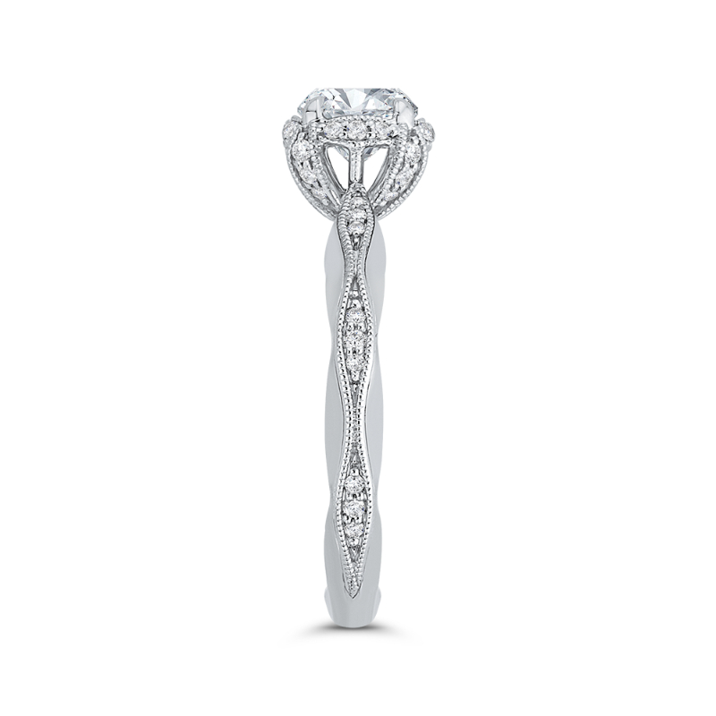 Round Diamond Engagement Ring in 14K White Gold