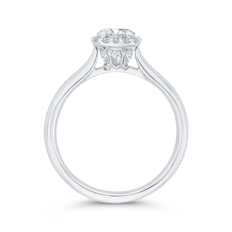 Diamond Halo Engagement Ring in 14K White Gold